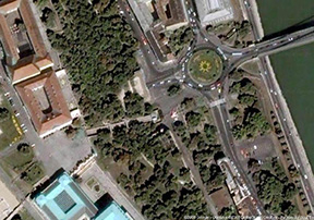 Pohľad na Budavári Sikló zo satelitu /zdroj: Google/