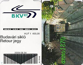 Celý spiatočný lístok na Budavári Sikló zo dňa 25.8.2008