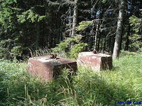 jediné zachované základy podpery (cca č. 10) /foto: Radim 04.08.2004/