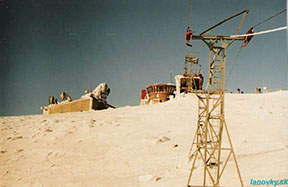lanovka v čase, keď cez hrebeň Chopku ešte premávali 4 pôvodné lanovky /foto: Tibor Urbánek december 1992/